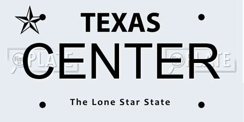 CENTER Texas License Plate