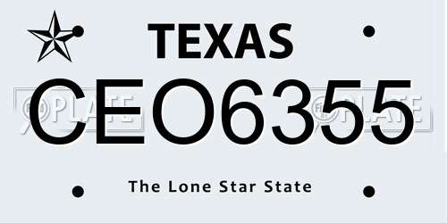 CEO6355 Texas License Plate