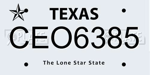 CEO6385 Texas License Plate