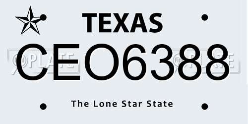 CEO6388 Texas License Plate