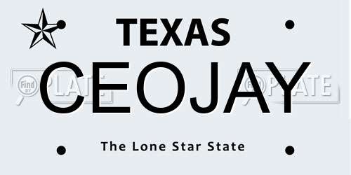 CEOJAY Texas License Plate