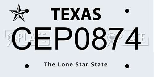 CEP0874 Texas License Plate