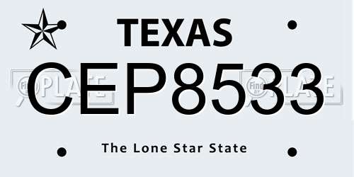 CEP8533 Texas License Plate