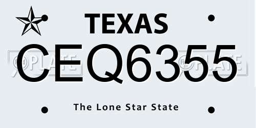 CEQ6355 Texas License Plate