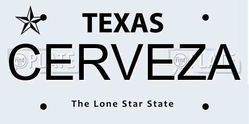 CERVEZA Texas License Plate
