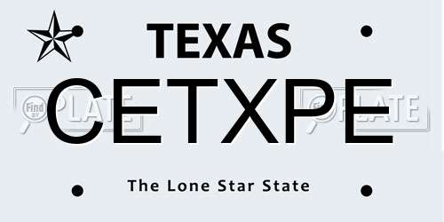 CETXPE Texas License Plate
