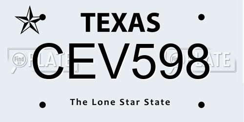 CEV598 Texas License Plate