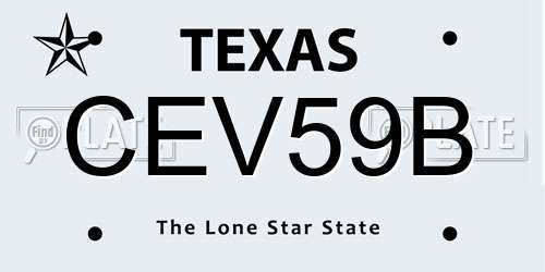 CEV59B Texas License Plate
