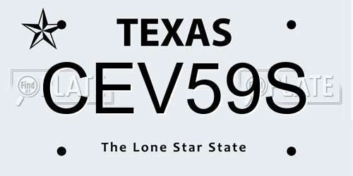 CEV59S Texas License Plate