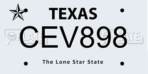 CEV898 Texas License Plate