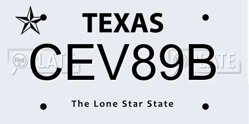 CEV89B Texas License Plate