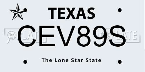 CEV89S Texas License Plate