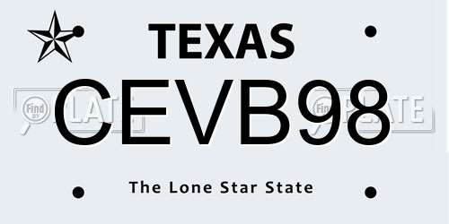 CEVB98 Texas License Plate