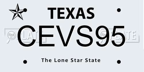 CEVS95 Texas License Plate