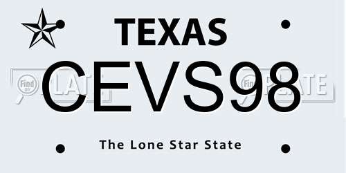 CEVS98 Texas License Plate