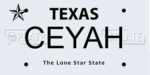CEYAH Texas License Plate
