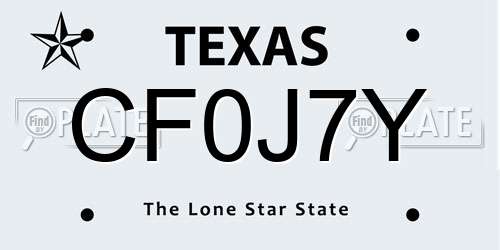 CF0J7Y Texas License Plate