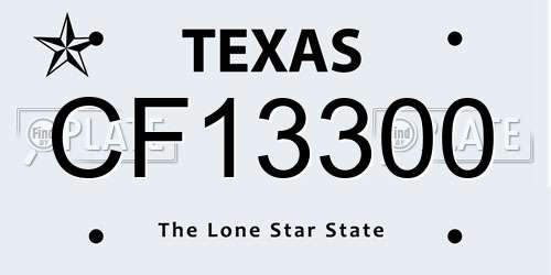 CF13300 Texas License Plate