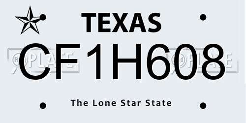 CF1H608 Texas License Plate