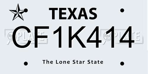CF1K414 Texas License Plate