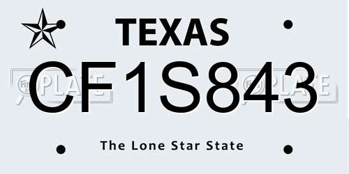 CF1S843 Texas License Plate