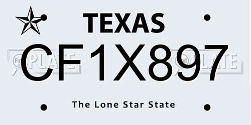 CF1X897 Texas License Plate