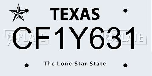 CF1Y631 Texas License Plate