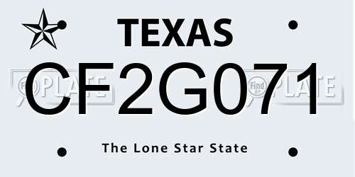 CF2G071 Texas License Plate