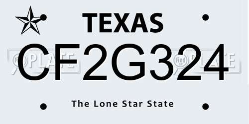 CF2G324 Texas License Plate