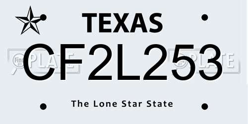 CF2L253 Texas License Plate