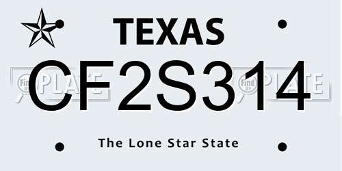 CF2S314 Texas License Plate