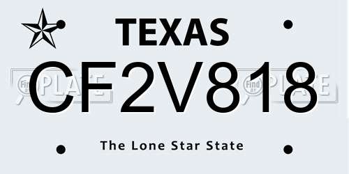 CF2V818 Texas License Plate