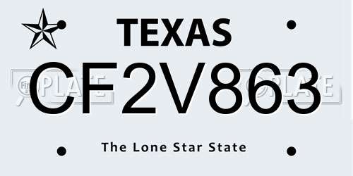 CF2V863 Texas License Plate