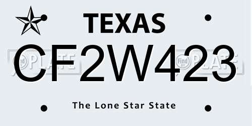CF2W423 Texas License Plate