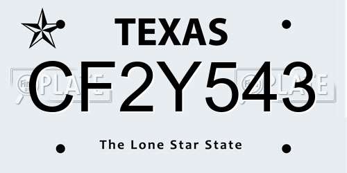 CF2Y543 Texas License Plate