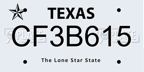 CF3B615 Texas License Plate