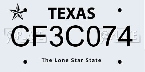 CF3C074 Texas License Plate