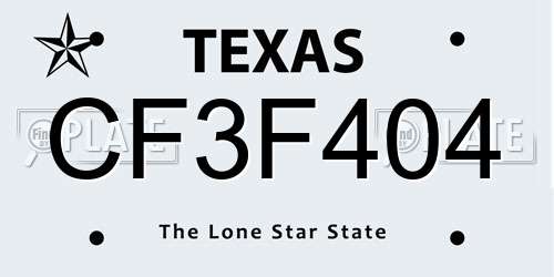 CF3F404 Texas License Plate