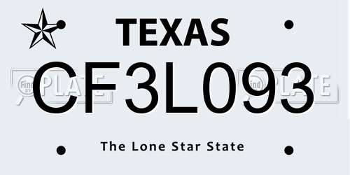 CF3L093 Texas License Plate