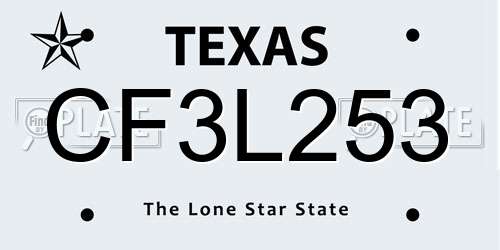 CF3L253 Texas License Plate