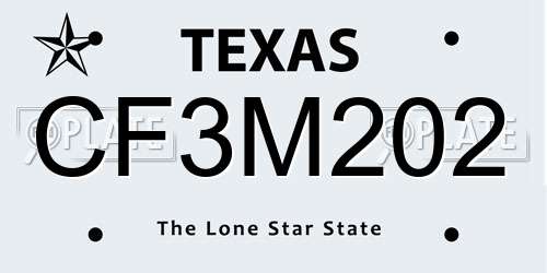 CF3M202 Texas License Plate