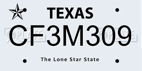 CF3M309 Texas License Plate