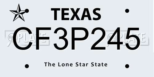 CF3P245 Texas License Plate