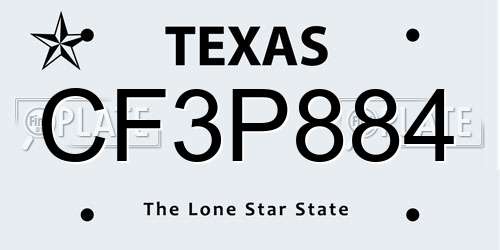 CF3P884 Texas License Plate