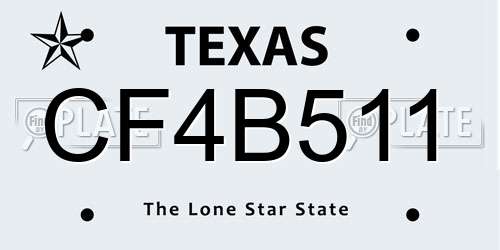 CF4B511 Texas License Plate