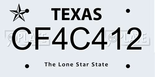 CF4C412 Texas License Plate