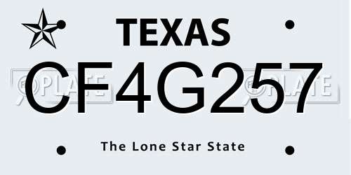 CF4G257 Texas License Plate