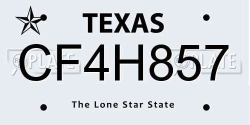 CF4H857 Texas License Plate