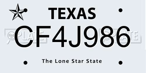 CF4J986 Texas License Plate