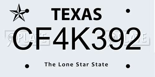 CF4K392 Texas License Plate